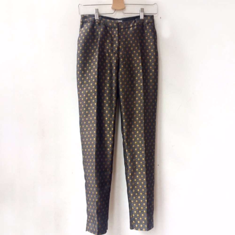 H&M Metallic Straight Leg Pant, Geometric Print
